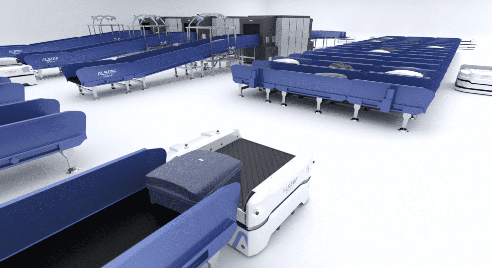 BAGXone AGV depositing luggage