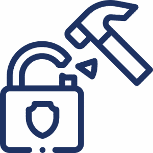 Icône de marteau brisant un cadenas