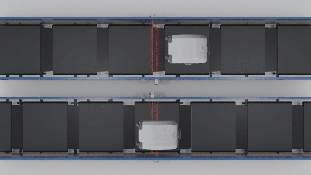 Centrage du sac sur le convoyeur